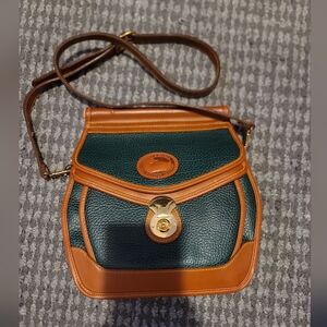 Dooney & Bourke Green and Brown Leather Crossbody Bag